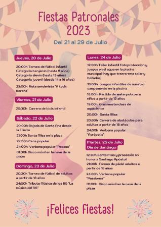 Imagen Programa de Actividades Fiestas Patronales 2023 - Del 21 al 29 de Julio