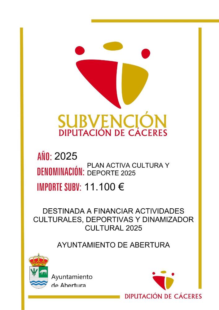 Imagen SUBVENCIONES - PLAN ACTIVA CULTURA Y DEPORTE 2025