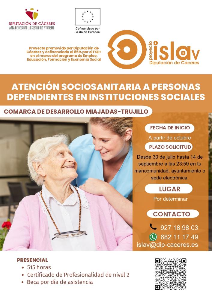 Imagen FORMACION - ATENCIÓN SOCIOSANITARIA A PERSONAS DEPENDIENTES EN INSTITUCIONES SOCIALES